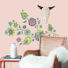 Boho Floral Peel and Stick Wall Decals | Removable Repositionable Stickers | Easy Damage-Free Wall Art for Kids Bedroom Nursery Playroom