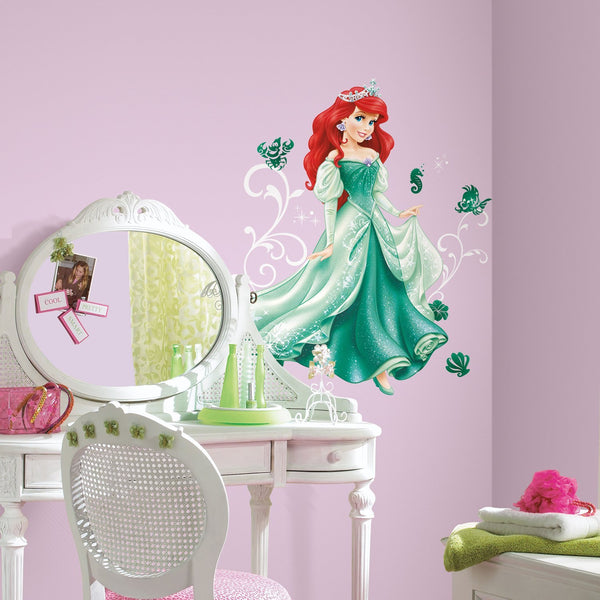 Princess Ariel Peel and Stick Wall Decals | Removable Repositionable Stickers | Easy Damage-Free Wall Art for Kids Bedroom Nursery Playroom