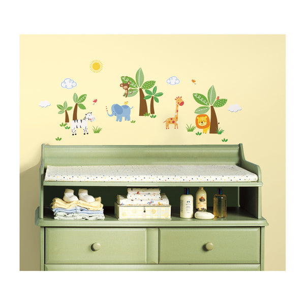 Jungle Friends Peel and Stick Wall Decals | Removable Repositionable Stickers | Easy Damage-Free Wall Art for Kids Bedroom Nursery Playroom