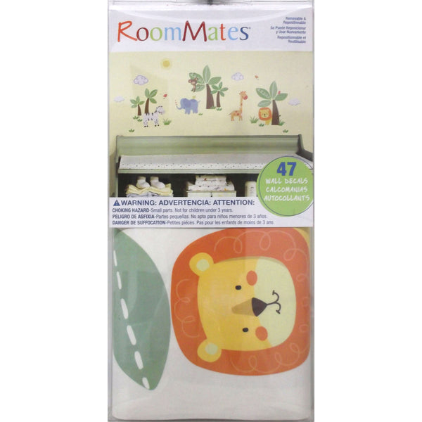 Jungle Friends Peel and Stick Wall Decals | Removable Repositionable Stickers | Easy Damage-Free Wall Art for Kids Bedroom Nursery Playroom
