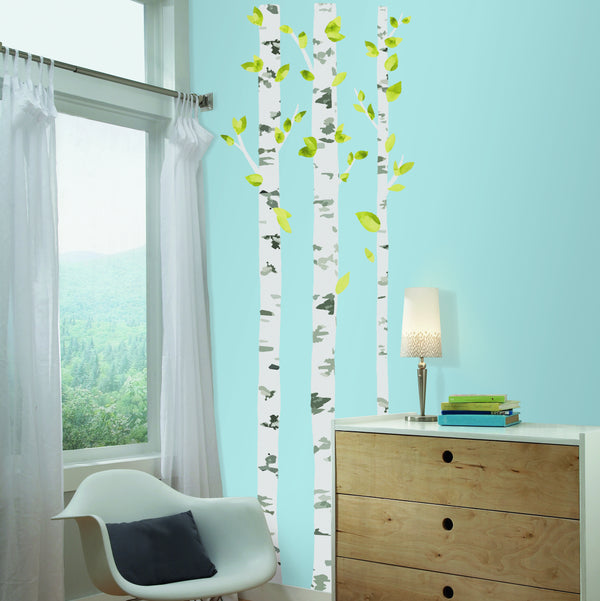 Birch Trees Peel and Stick Wall Decals | Removable Repositionable Stickers | Easy Damage-Free Wall Art for Kids Bedroom Nursery Playroom