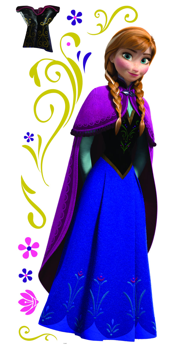 Frozen Anna Peel and Stick Wall Decals | Removable Repositionable Stickers | Easy Damage-Free Wall Art for Kids Bedroom Nursery Playroom