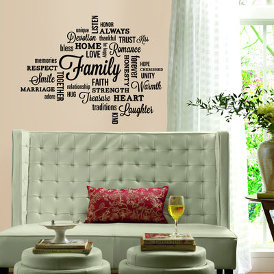 Family Quote Peel and Stick Wall Decals | Removable Repositionable Stickers | Easy Damage-Free Wall Art for Kids Bedroom Nursery Playroom