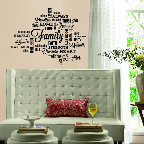 Family Quote Peel and Stick Wall Decals | Removable Repositionable Stickers | Easy Damage-Free Wall Art for Kids Bedroom Nursery Playroom