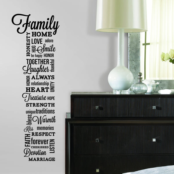 Family Quote Peel and Stick Wall Decals | Removable Repositionable Stickers | Easy Damage-Free Wall Art for Kids Bedroom Nursery Playroom