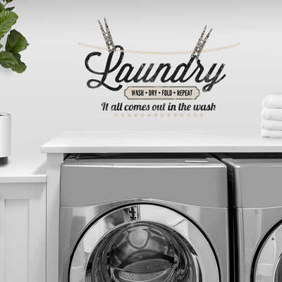 Laundry Quote Peel and Stick Wall Decals | Removable Repositionable Stickers | Easy Damage-Free Wall Art for Kids Bedroom Nursery Playroom