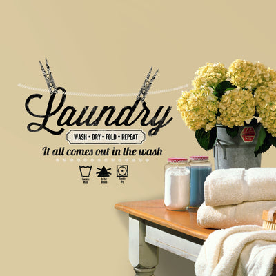 Laundry Quote Peel and Stick Wall Decals | Removable Repositionable Stickers | Easy Damage-Free Wall Art for Kids Bedroom Nursery Playroom