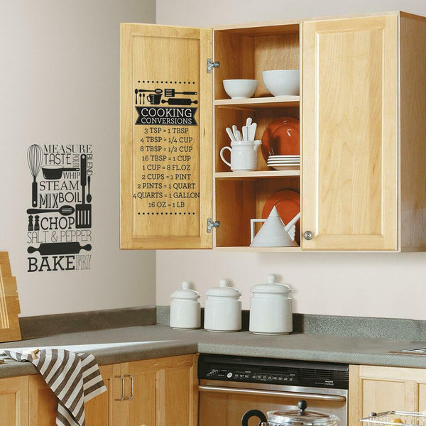 Cooking Conversions Peel and Stick Wall Decals | Removable Repositionable Stickers | Easy Damage-Free Wall Art for Kids Bedroom Nursery Playroom