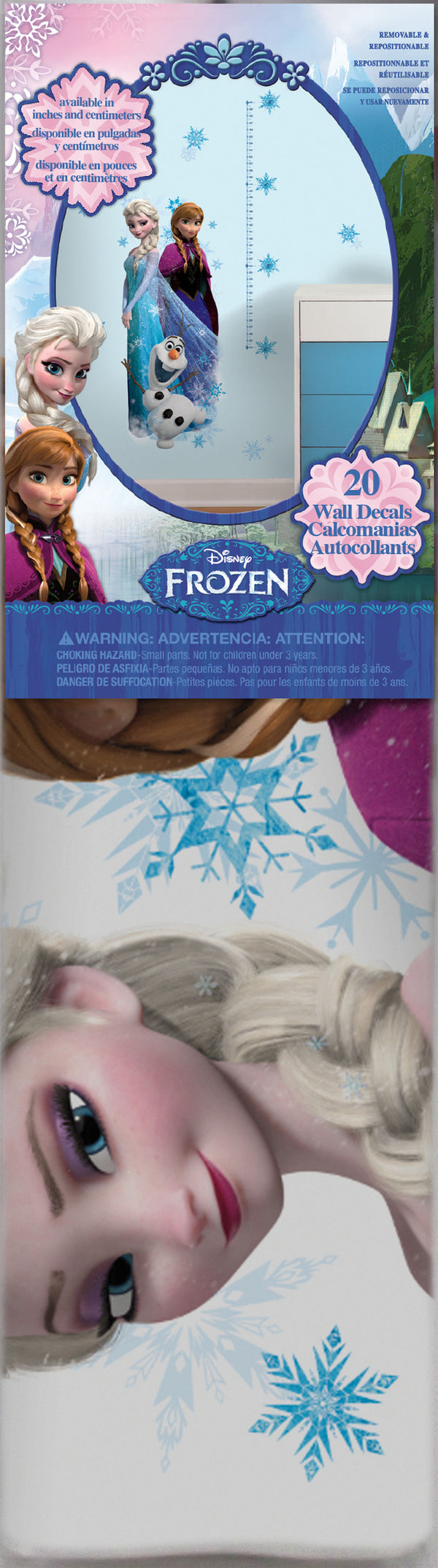 Frozen Peel and Stick Growth Chart Wall Decals | Removable Repositionable Height Chart | Easy Apply Damage-Free Kids Bedroom Nursery Decor