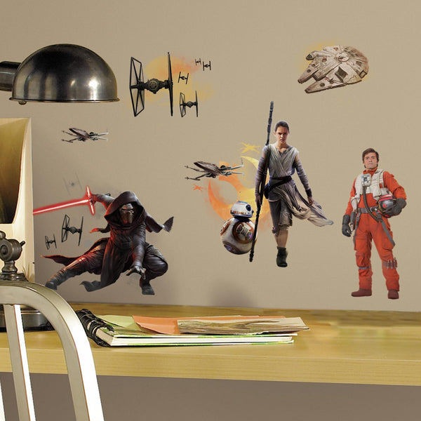 Star Wars Ensemble Cast Peel and Stick Wall Decals | Removable Repositionable Stickers | Easy Damage-Free Wall Art for Kids Bedroom Nursery Playroom