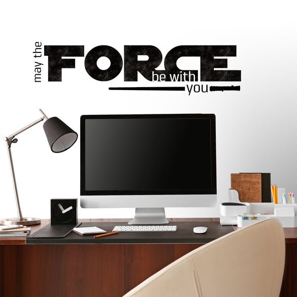 Star Wars May The Force Peel and Stick Wall Decals | Removable Repositionable Stickers | Easy Damage-Free Wall Art for Kids Bedroom Nursery Playroom