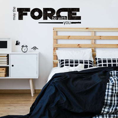 Star Wars May The Force Peel and Stick Wall Decals | Removable Repositionable Stickers | Easy Damage-Free Wall Art for Kids Bedroom Nursery Playroom