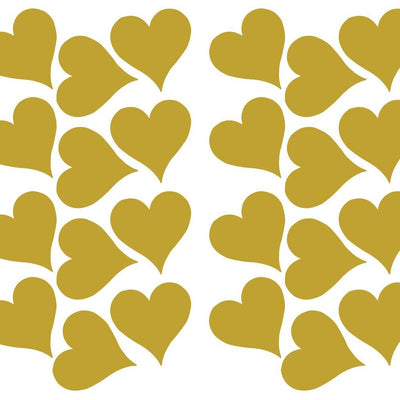 Gold Heart Peel and Stick Wall Decals | Removable Repositionable Stickers | Easy Damage-Free Wall Art for Kids Bedroom Nursery Playroom