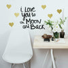 Love You To The Moon Quote Peel and Stick Wall Decals | Removable Repositionable Stickers | Easy Damage-Free Wall Art for Kids Bedroom Nursery Playroom