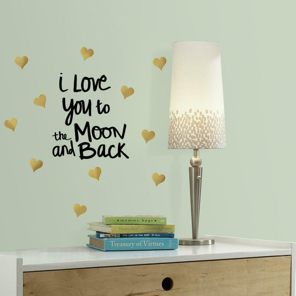 Love You To The Moon Quote Peel and Stick Wall Decals | Removable Repositionable Stickers | Easy Damage-Free Wall Art for Kids Bedroom Nursery Playroom