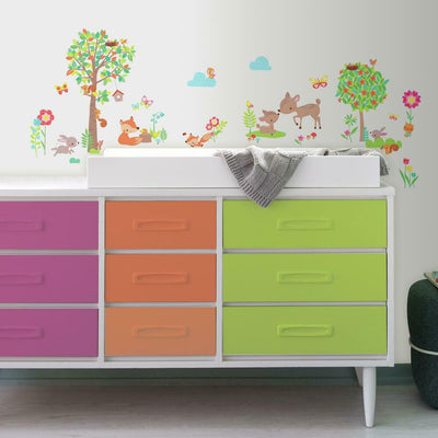 Woodland Creatures Peel and Stick Wall Decals | Removable Repositionable Stickers | Easy Damage-Free Wall Art for Kids Bedroom Nursery Playroom