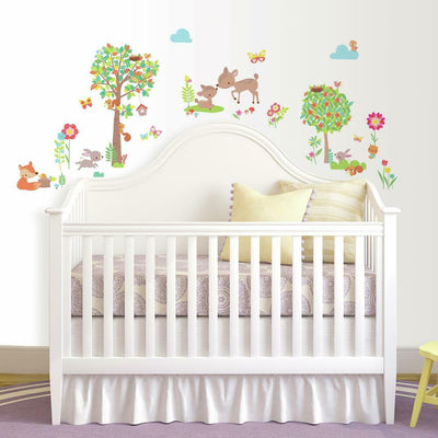 Woodland Creatures Peel and Stick Wall Decals | Removable Repositionable Stickers | Easy Damage-Free Wall Art for Kids Bedroom Nursery Playroom
