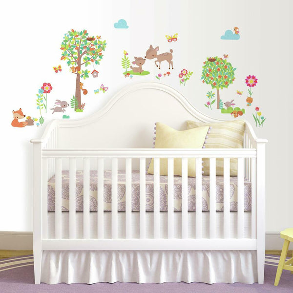 Woodland Creatures Peel and Stick Wall Decals | Removable Repositionable Stickers | Easy Damage-Free Wall Art for Kids Bedroom Nursery Playroom