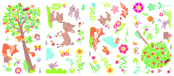 Woodland Creatures Peel and Stick Wall Decals | Removable Repositionable Stickers | Easy Damage-Free Wall Art for Kids Bedroom Nursery Playroom