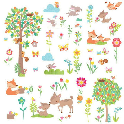 Woodland Creatures Peel and Stick Wall Decals | Removable Repositionable Stickers | Easy Damage-Free Wall Art for Kids Bedroom Nursery Playroom