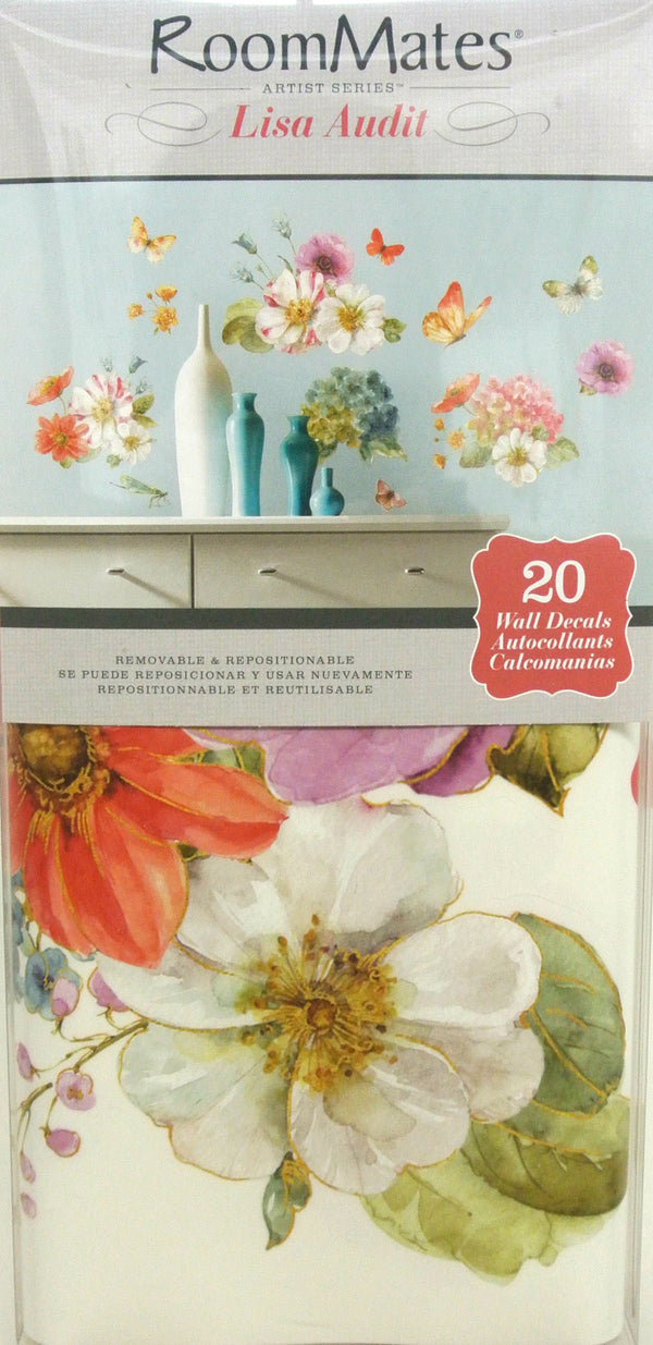Lisa Audit Garden Bouquet Peel and Stick Wall Decals | 20 Decals | Removable Repositionable Stickers | Easy Damage-Free Wall Art for Kids Bedroom Nursery Playroom
