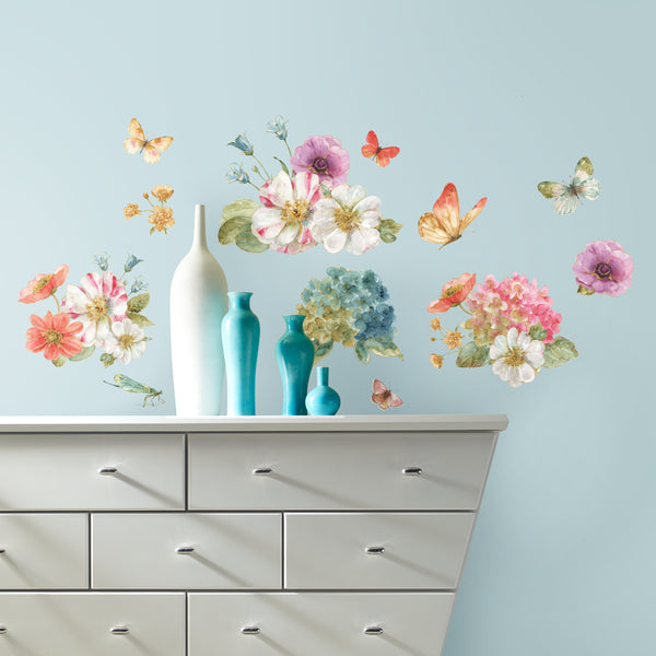 Lisa Audit Garden Bouquet Peel and Stick Wall Decals | 20 Decals | Removable Repositionable Stickers | Easy Damage-Free Wall Art for Kids Bedroom Nursery Playroom