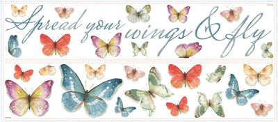 Lisa Audit Butterfly Quote Peel and Stick Wall Decals | Removable Repositionable Stickers | Easy Damage-Free Wall Art for Kids Bedroom Nursery Playroom