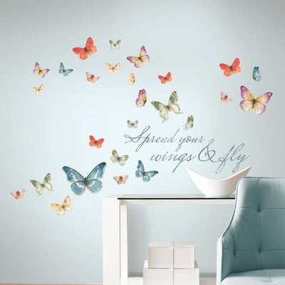 Lisa Audit Butterfly Quote Peel and Stick Wall Decals | Removable Repositionable Stickers | Easy Damage-Free Wall Art for Kids Bedroom Nursery Playroom