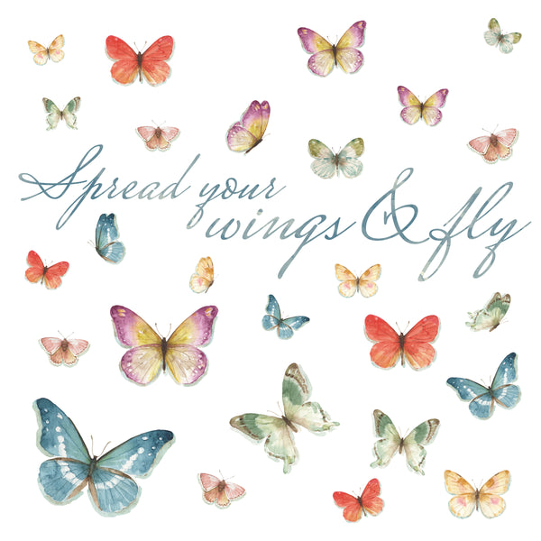Lisa Audit Butterfly Quote Peel and Stick Wall Decals | Removable Repositionable Stickers | Easy Damage-Free Wall Art for Kids Bedroom Nursery Playroom