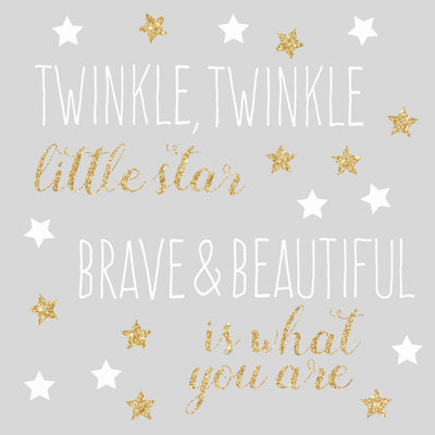 Twinkle Twinkle Little Star Quote Peel and Stick Wall Decals | Removable Repositionable Stickers | Easy Damage-Free Wall Art for Kids Bedroom Nursery Playroom