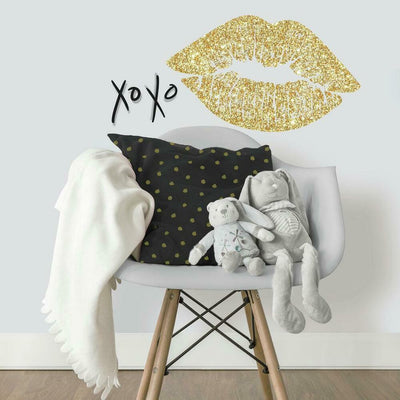 Xoxo Lips Peel and Stick Wall Decals | Removable Repositionable Stickers | Easy Damage-Free Wall Art for Kids Bedroom Nursery Playroom