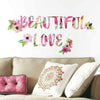 Beautiful Love Watercolor Quote Peel and Stick Wall Decals | Removable Repositionable Stickers | Easy Damage-Free Wall Art for Kids Bedroom Nursery Playroom