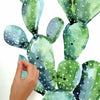 Watercolor Cactus Peel and Stick Wall Decals | Removable Repositionable Stickers | Easy Damage-Free Wall Art for Kids Bedroom Nursery Playroom