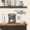 But First Coffee Quote Peel and Stick Wall Decals | Removable Repositionable Stickers | Easy Damage-Free Wall Art for Kids Bedroom Nursery Playroom