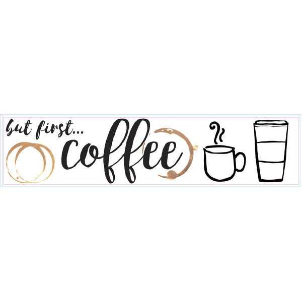 But First Coffee Quote Peel and Stick Wall Decals | Removable Repositionable Stickers | Easy Damage-Free Wall Art for Kids Bedroom Nursery Playroom