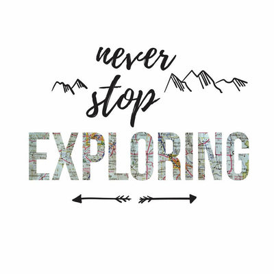 Never Stop Exploring Quote Peel and Stick Wall Decals | Removable Repositionable Stickers | Easy Damage-Free Wall Art for Kids Bedroom Nursery Playroom