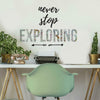 Never Stop Exploring Quote Peel and Stick Wall Decals | Removable Repositionable Stickers | Easy Damage-Free Wall Art for Kids Bedroom Nursery Playroom