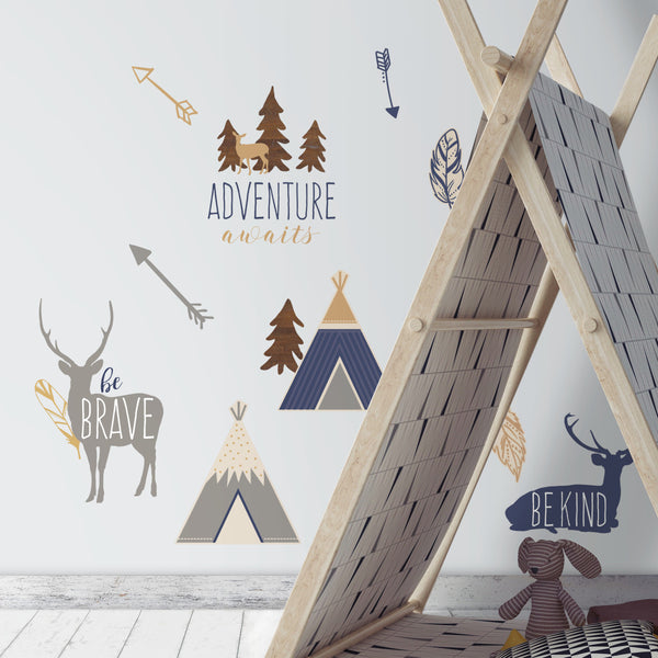 Adventure Awaits Animal Peel and Stick Wall Decals | Removable Repositionable Stickers | Easy Damage-Free Wall Art for Kids Bedroom Nursery Playroom