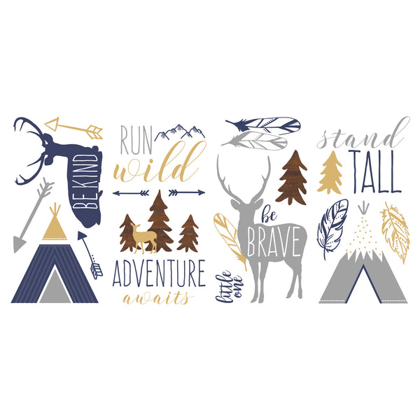 Adventure Awaits Animal Peel and Stick Wall Decals | Removable Repositionable Stickers | Easy Damage-Free Wall Art for Kids Bedroom Nursery Playroom