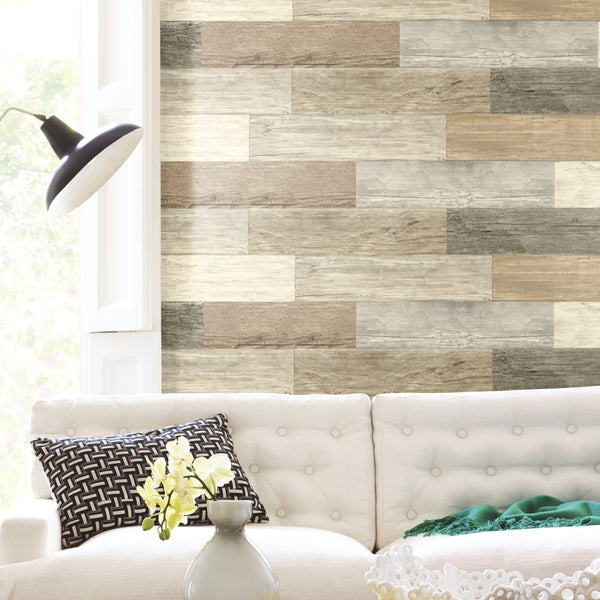 Distressed Barn Wood Planks Peel and Stick Wall Decals | Removable Repositionable Stickers | Easy Damage-Free Wall Art for Kids Bedroom Nursery Playroom