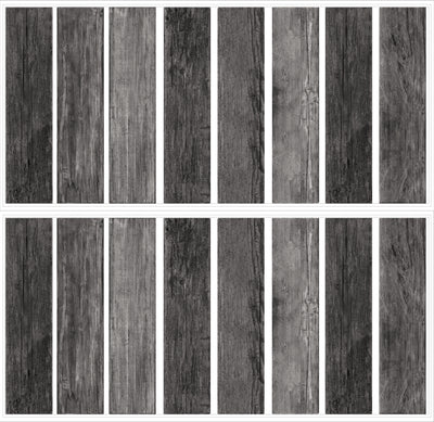 Distressed Barn Wood Plank Black Peel and Stick Wall Decals | Removable Repositionable Stickers | Easy Damage-Free Wall Art for Kids Bedroom Nursery Playroom