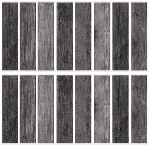 Distressed Barn Wood Plank Black Peel and Stick Wall Decals | Removable Repositionable Stickers | Easy Damage-Free Wall Art for Kids Bedroom Nursery Playroom
