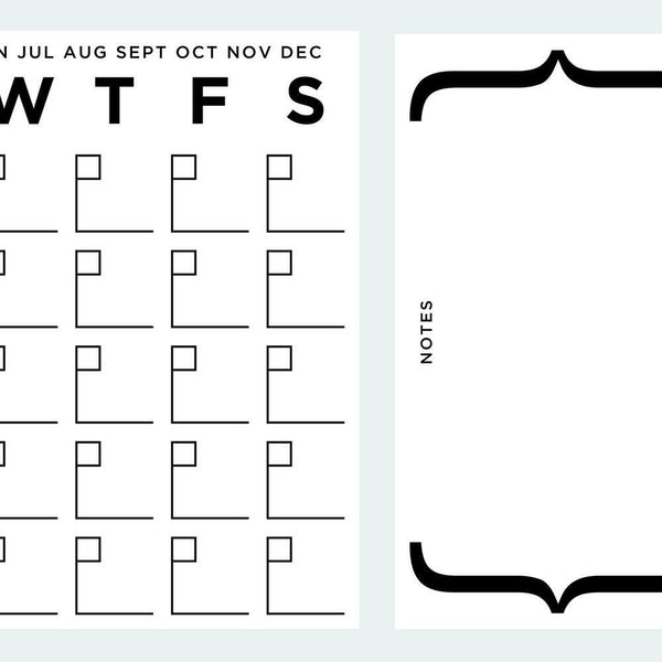 Calendar Peel and Stick Dry Erase Wall Decals | Removable Writable Reusable Surface | Easy Apply Damage-Free Decor for Home Office Kids Room