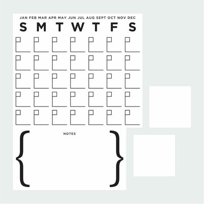 Calendar Peel and Stick Dry Erase Wall Decals | Removable Writable Reusable Surface | Easy Apply Damage-Free Decor for Home Office Kids Room
