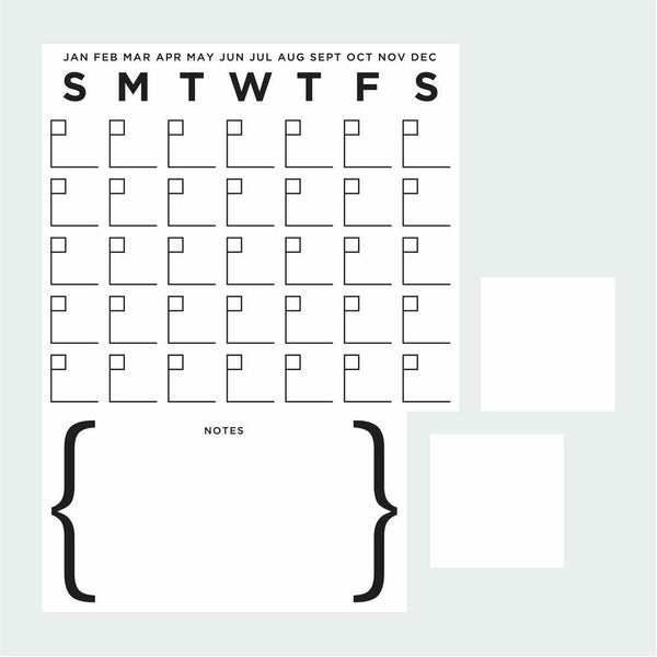 Calendar Peel and Stick Dry Erase Wall Decals | Removable Writable Reusable Surface | Easy Apply Damage-Free Decor for Home Office Kids Room