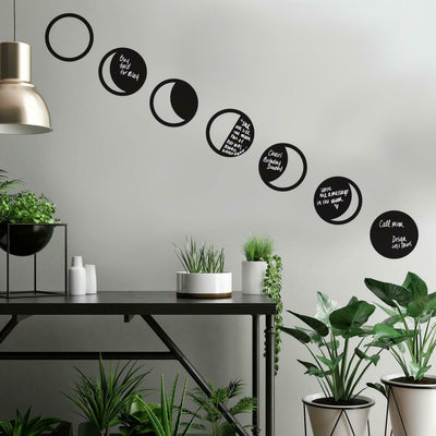 Phases Of The Moon Chalk Peel and Stick Wall Decals | 15 Decals | Removable Repositionable Stickers | Easy Damage-Free Wall Art for Kids Bedroom Nursery Playroom