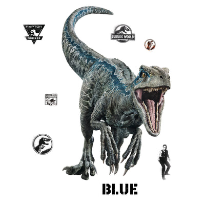 Jurassic World 2 Blue Velociraptor Peel and Stick Wall Decals | Removable Repositionable Stickers | Easy Damage-Free Wall Art for Kids Bedroom Nursery Playroom