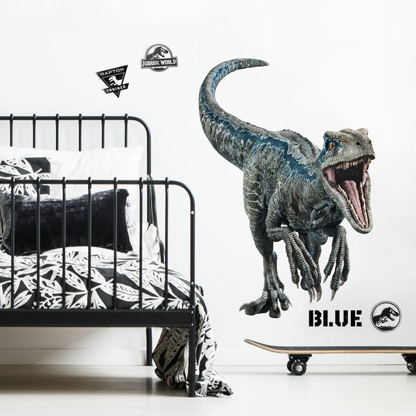 Jurassic World 2 Blue Velociraptor Peel and Stick Wall Decals | Removable Repositionable Stickers | Easy Damage-Free Wall Art for Kids Bedroom Nursery Playroom