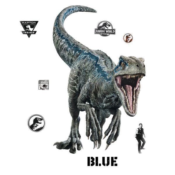 Jurassic World 2 Blue Velociraptor Peel and Stick Wall Decals | Removable Repositionable Stickers | Easy Damage-Free Wall Art for Kids Bedroom Nursery Playroom