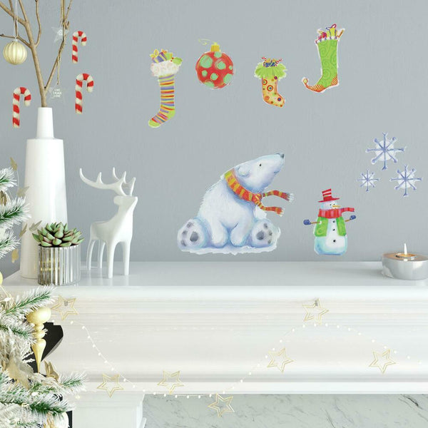 Polar Christmas Peel and Stick Wall Decals | 27 Decals | Removable Repositionable Stickers | Easy Damage-Free Wall Art for Kids Bedroom Nursery Playroom